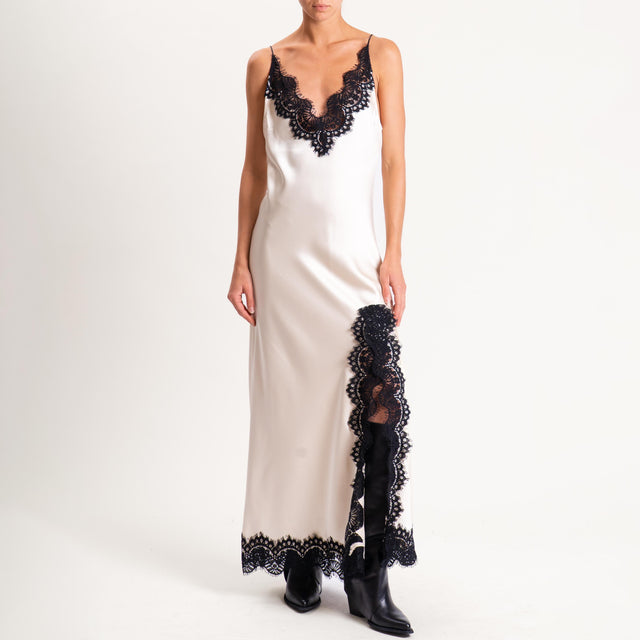 Tensione in-Abito satin bordi in pizzo - avorio