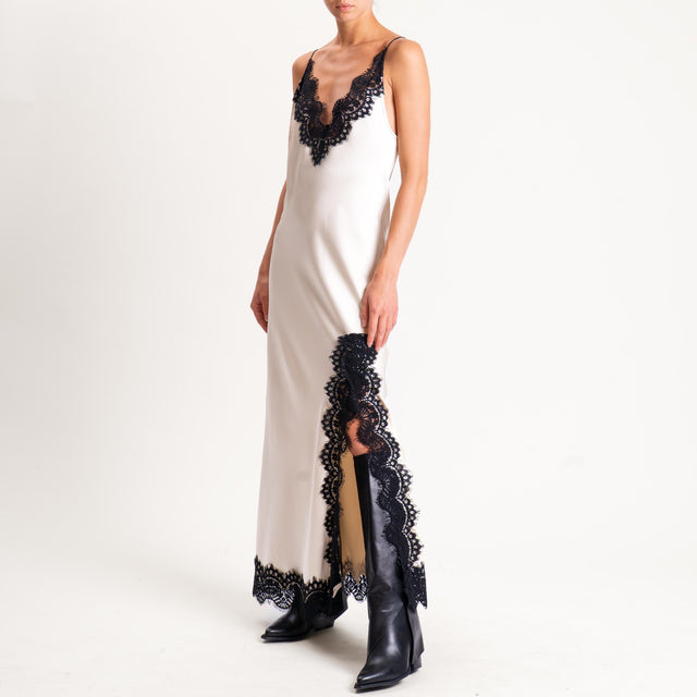 Tensione in-Abito satin bordi in pizzo - avorio