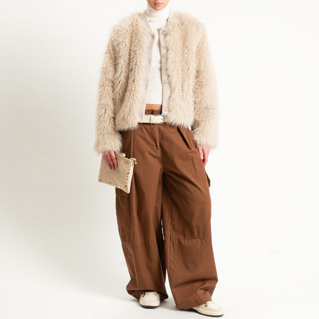 Tensione in-Pantalone cargo wide leg - moro