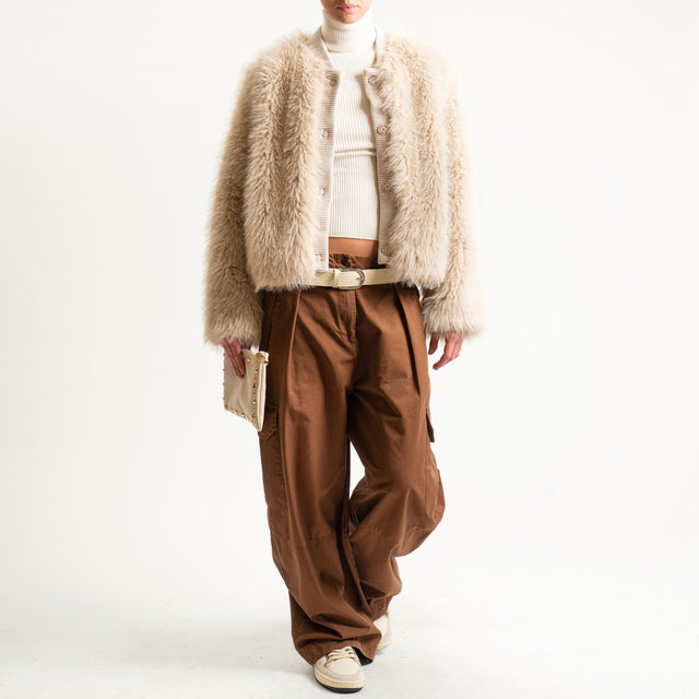 Tensione in-Pantalone cargo wide leg - moro