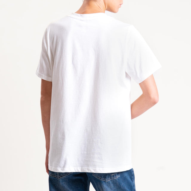 Tensione in-T-shirt n5 con applicazioni - panna
