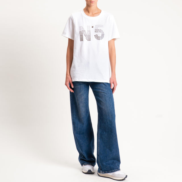 Tensione in-T-shirt n5 con applicazioni - panna