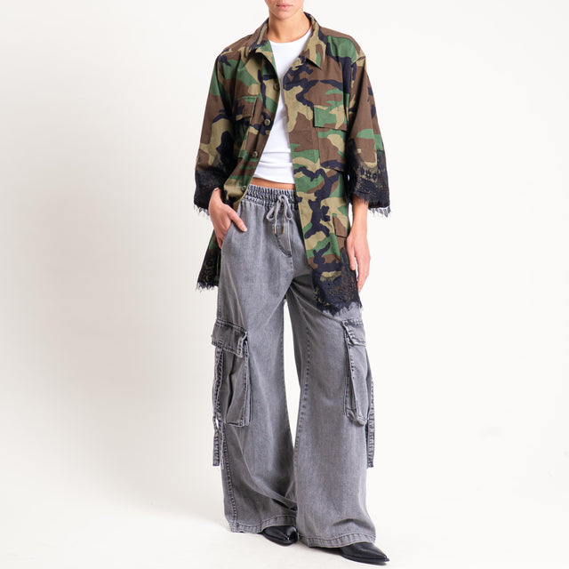 Tensione in-Giacca vintage con pizzo - camouflage/nero