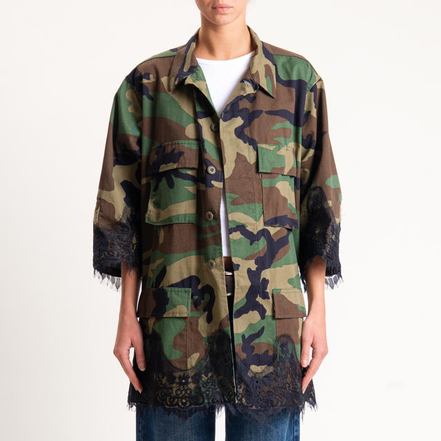 Tensione in-Giacca vintage con pizzo - camouflage/nero