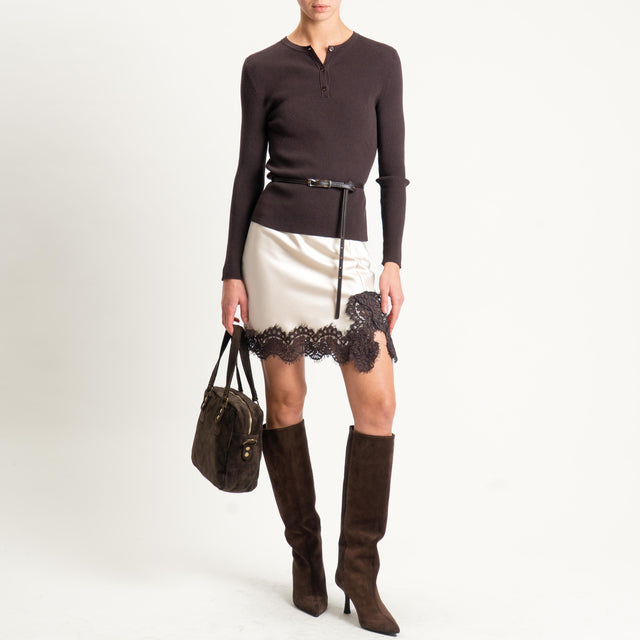Tensione in-Minigonna satin con pizzo - avorio/moro