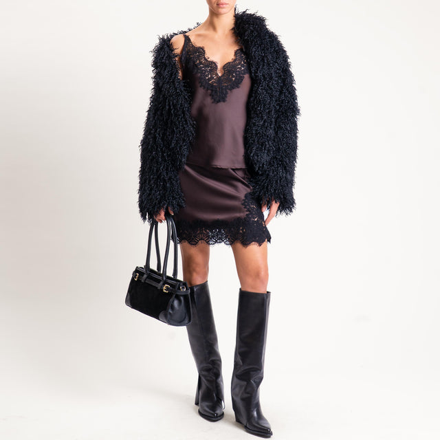 Tensione in-Minigonna satin con pizzo - moro
