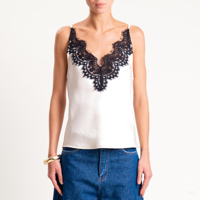 Tensione in-Top satin con pizzo - avorio
