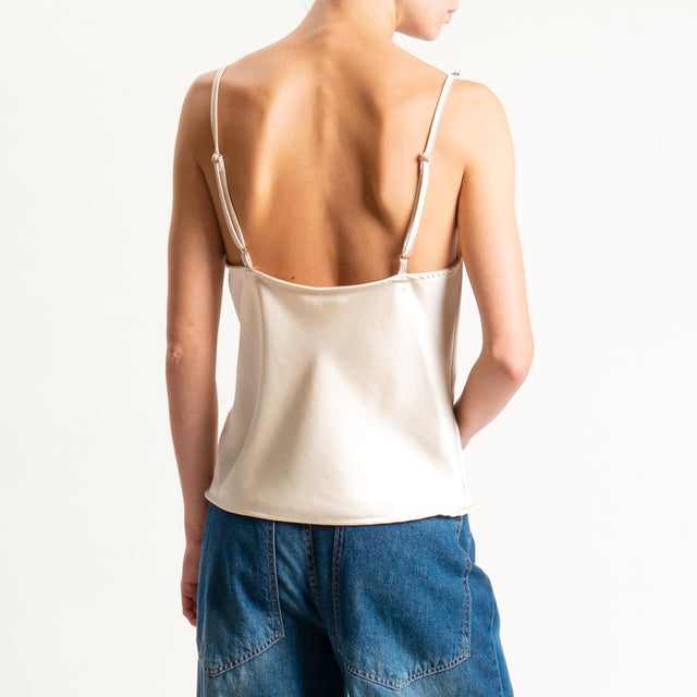 Tensione in-Top satin con pizzo - avorio/moro