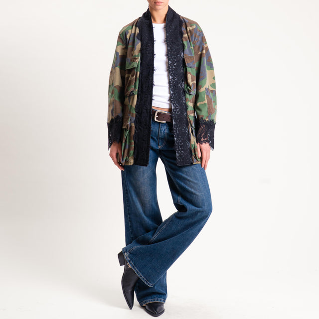 Tensione in-Giacca vintage con pizzo - camouflage