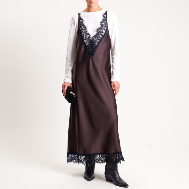 Tensione in-Abito satin con pizzo + t-shirt - moro