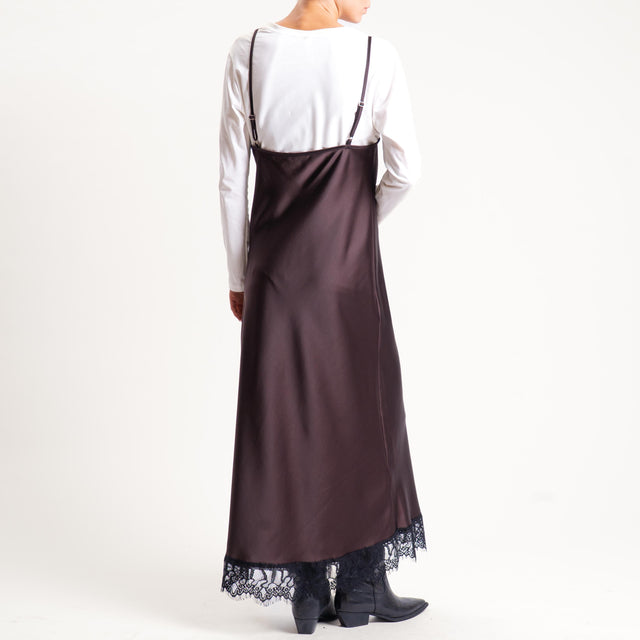 Tensione in-Abito satin con pizzo + t-shirt - moro