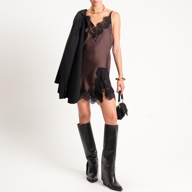 Tensione in-Abito satin con pizzo - moro