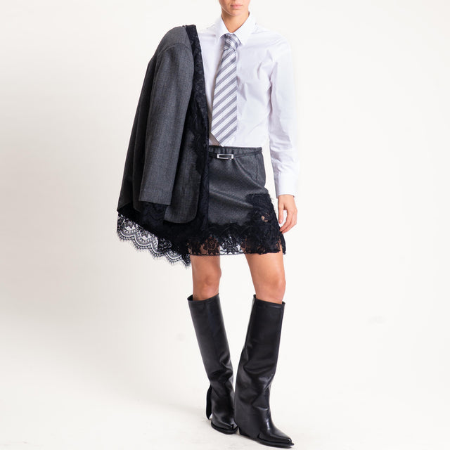 Tensione in-Minigonna spinata con pizzo - grigio