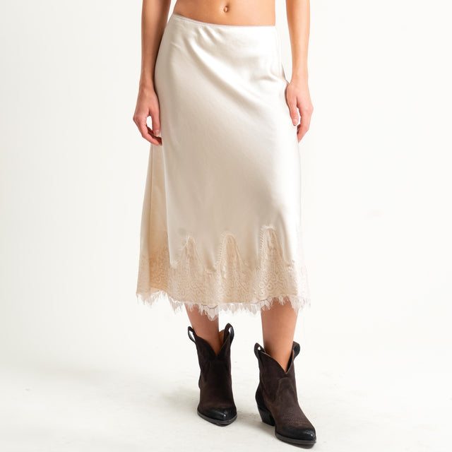 Tensione in-Gonna satin con pizzo - avorio