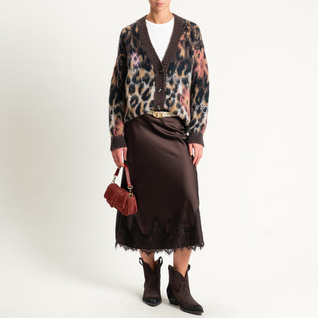 Tensione in-Gonna satin con pizzo - moro