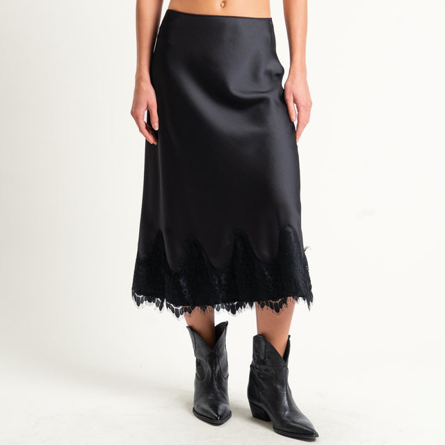 Tensione in-Gonna satin con pizzo - nero