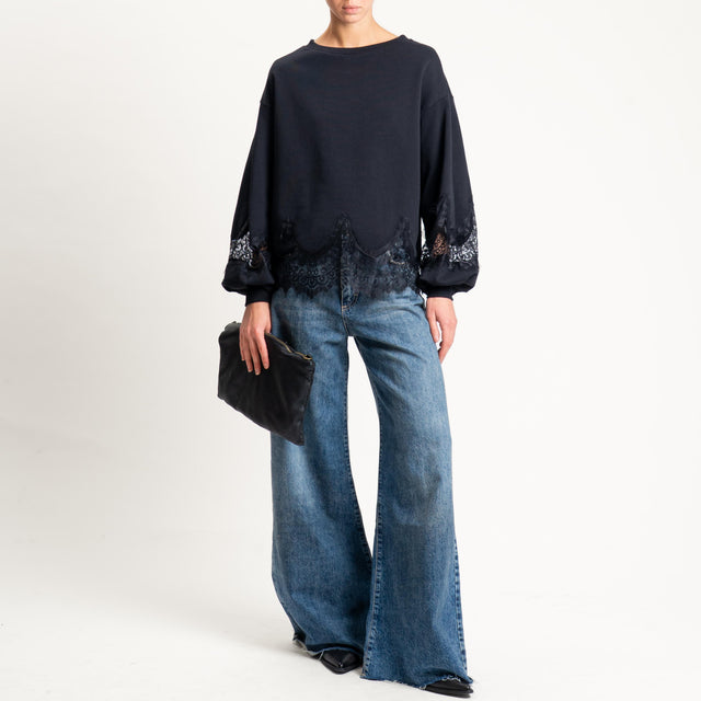 Tensione in- Felpa con pizzo - nero