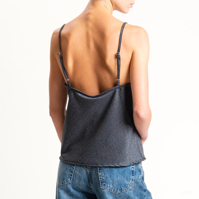 Tensione in- Top spinato con pizzo bretelle regolabili - grigio