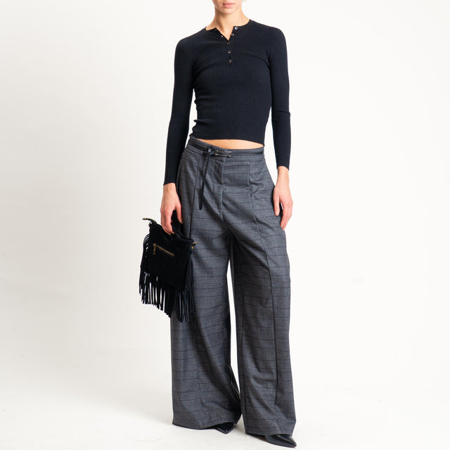 Tensione in- Pantalone principe di galles wide leg cucitura centrale - grigio