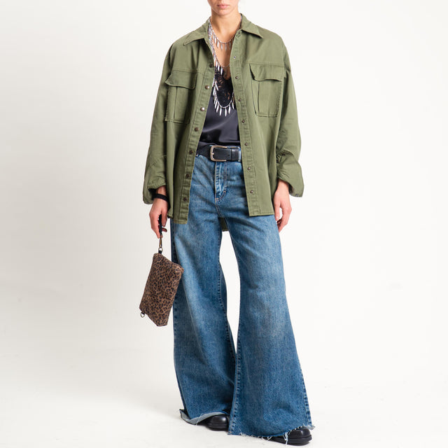 Tensione in- Giacca camicia over con superpocket - Verde