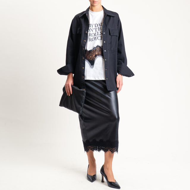Tensione in- Giacca camicia over con superpocket - Nero