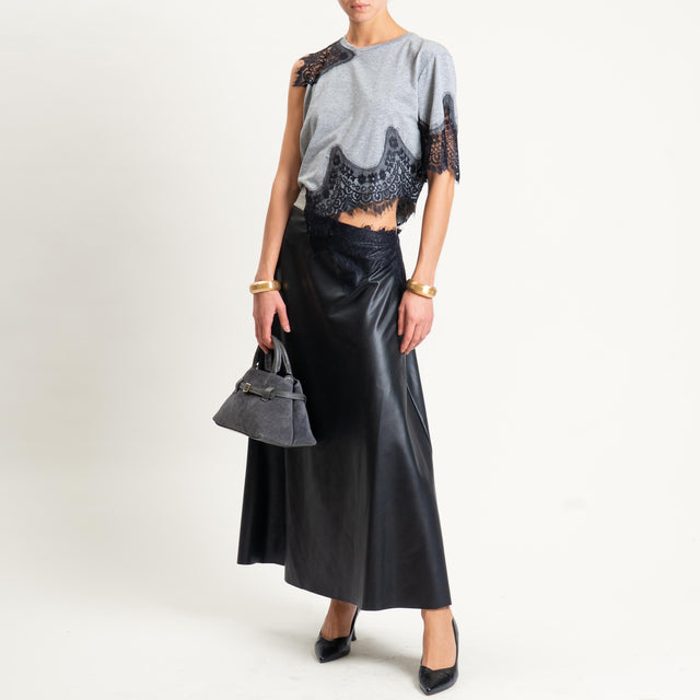 Tensione in-Abito cut out doppio tessuto con pizzo - grigio/nero