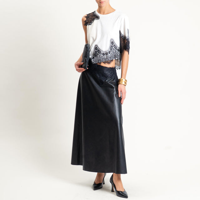 Tensione in-Abito cut out doppio tessuto con pizzo - bianco/nero