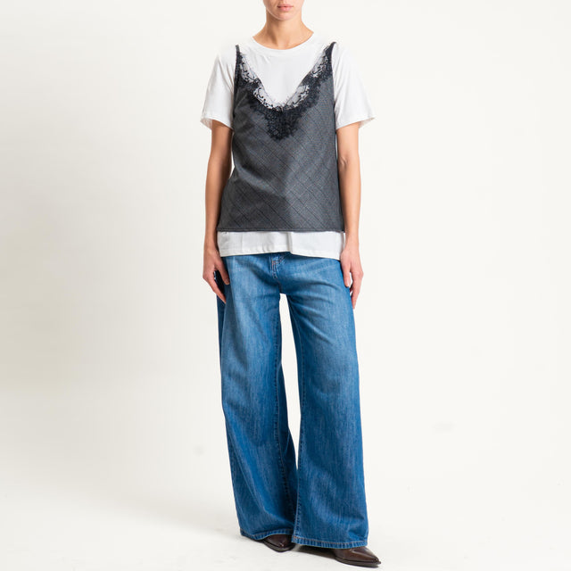 Tensione in-T-shirt + top principe di galles - nero/bianco