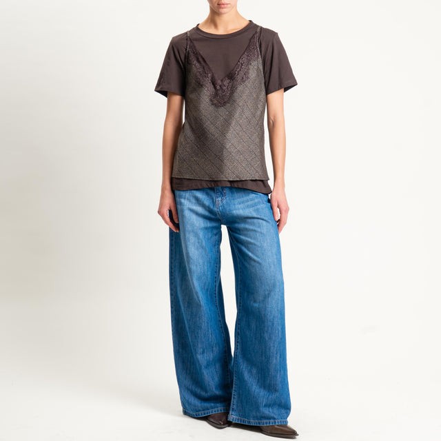 Tensione in-T-shirt + top principe di galles - moro/moro