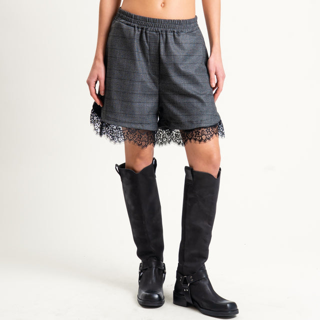 Tensione in-Shorts principe di galles con pizzo - nero