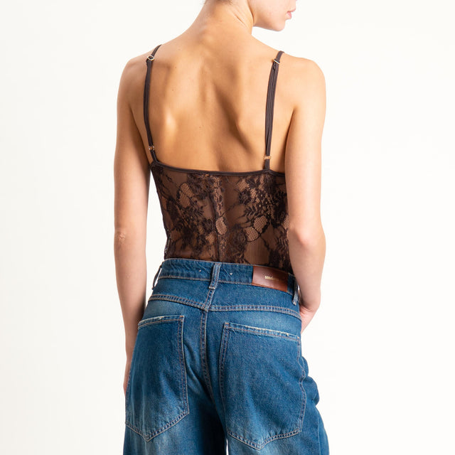Tensione in-Body in pizzo bretelle regolabili - moro