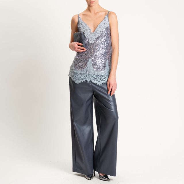 Tensione in-Top paillettes con pizzo - argento