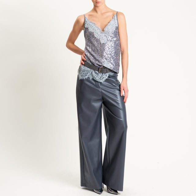 Tensione in-Top paillettes con pizzo - argento