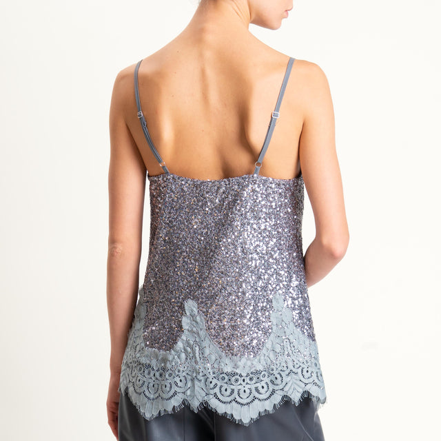Tensione in-Top paillettes con pizzo - argento