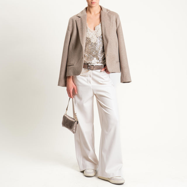 Tensione in-Top paillettes con pizzo - champagne