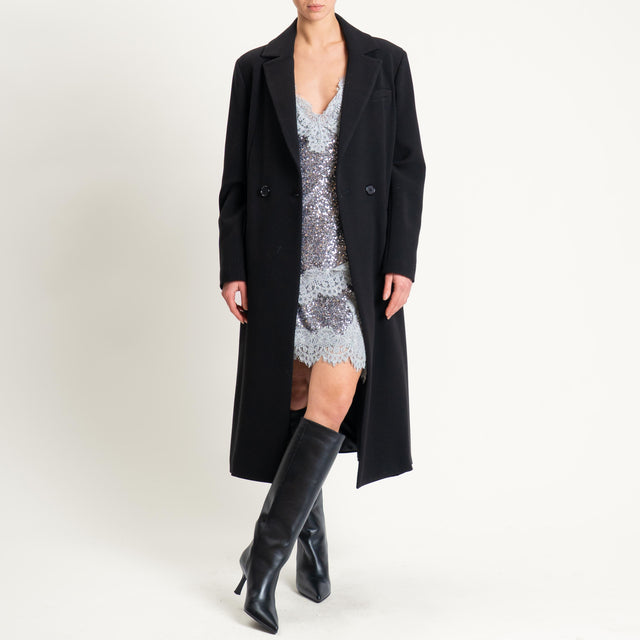 Tensione in-Top asimmetrico paillettes con pizzo - argento