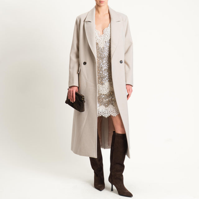 Tensione in-Top asimmetrico paillettes con pizzo - champagne