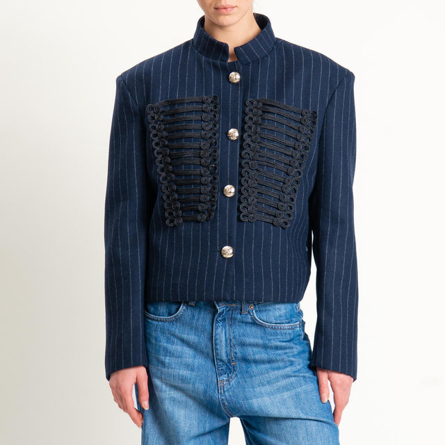 Tensione in-Giacca gessata con applicazioni - blu/nero