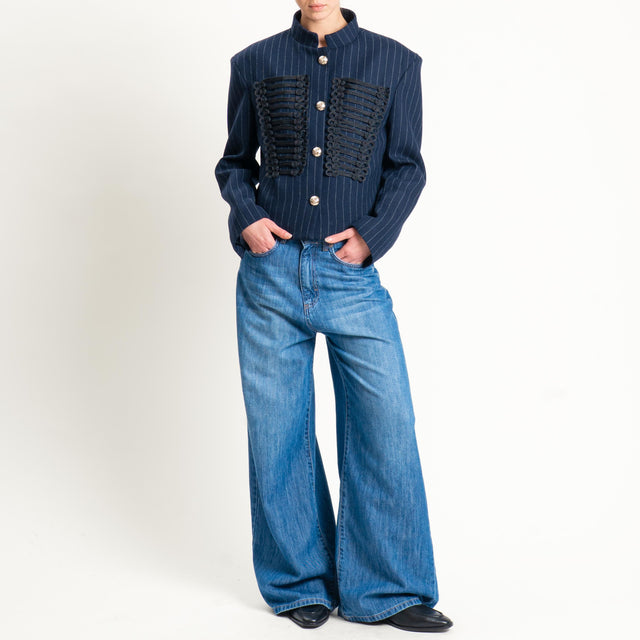 Tensione in-Giacca gessata con applicazioni - blu/nero