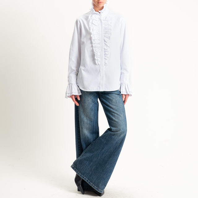 Tensione in-Camicia con rouches in cotone - bianco