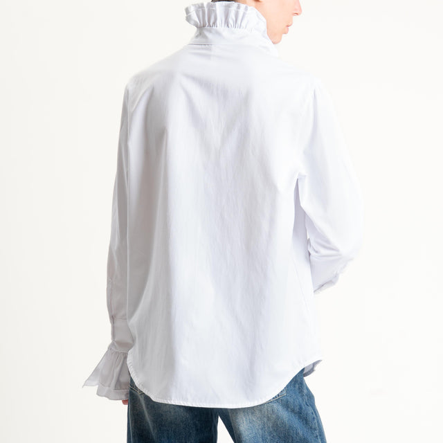 Tensione in-Camicia con rouches in cotone - bianco