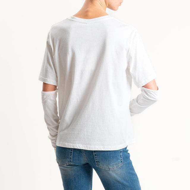 Tensione in-T-shirt over con manicotti - panna