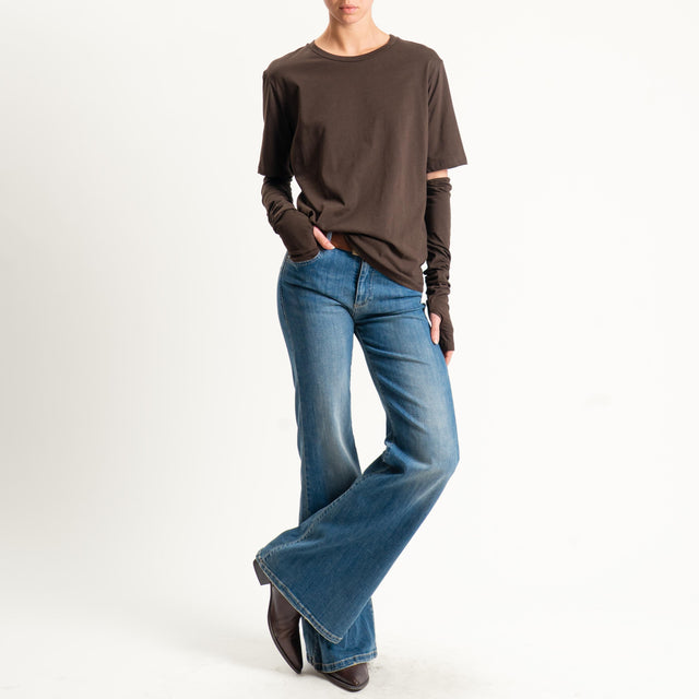 Tensione in-T-shirt over con manicotti - moro