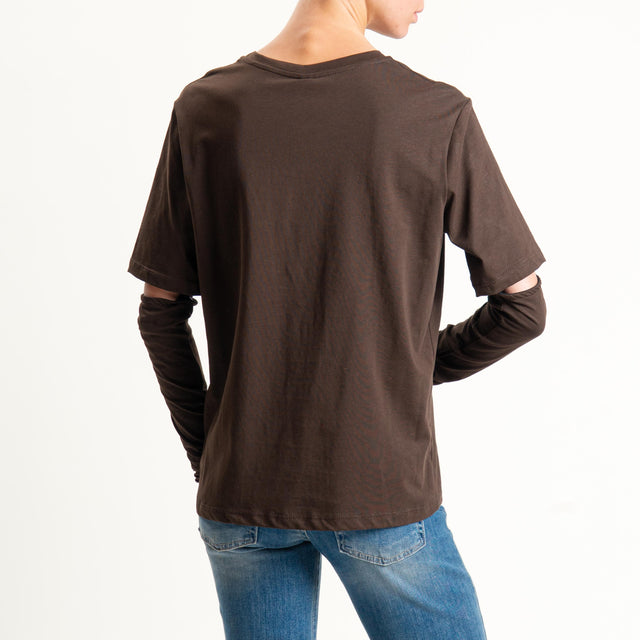 Tensione in-T-shirt over con manicotti - moro