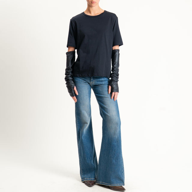 Tensione in-T-shirt over con manicotti - nero