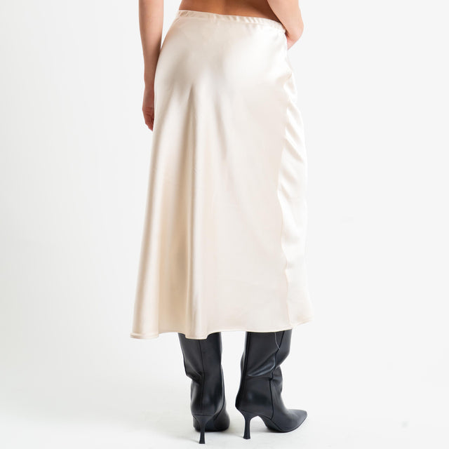 Tensione in-Gonna satin elastico in vita - avorio