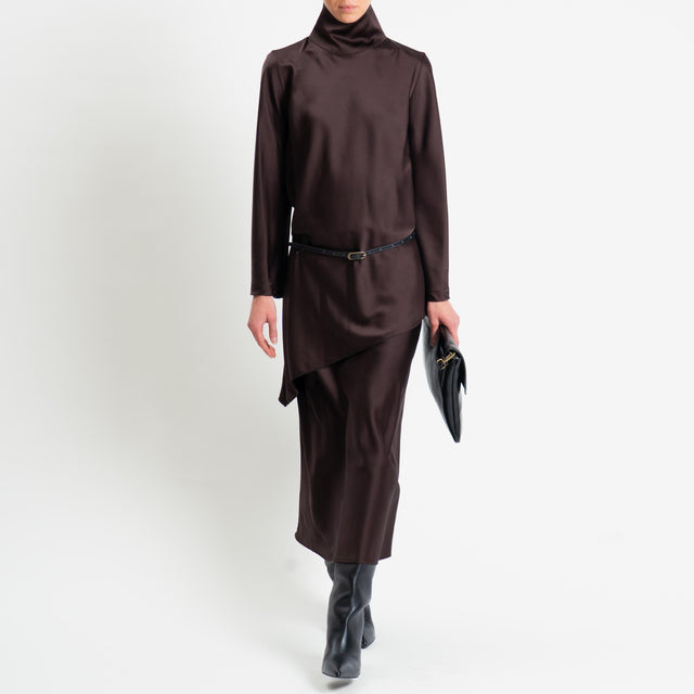 Tensione in-Gonna satin elastico in vita - moro