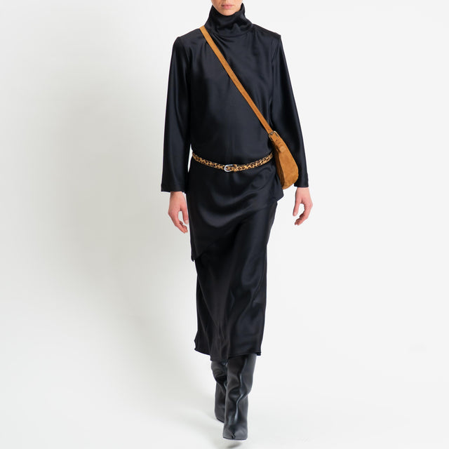 Tensione in-Gonna satin elastico in vita - nero