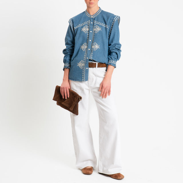 Tensione in-Camicia chambray con ricami - denim