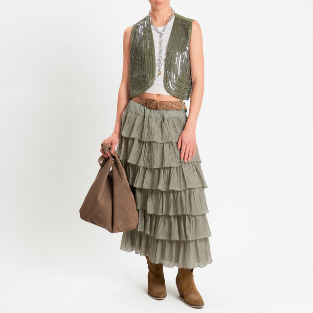 Tensione in-Gilet ricamato con paillettes - militare
